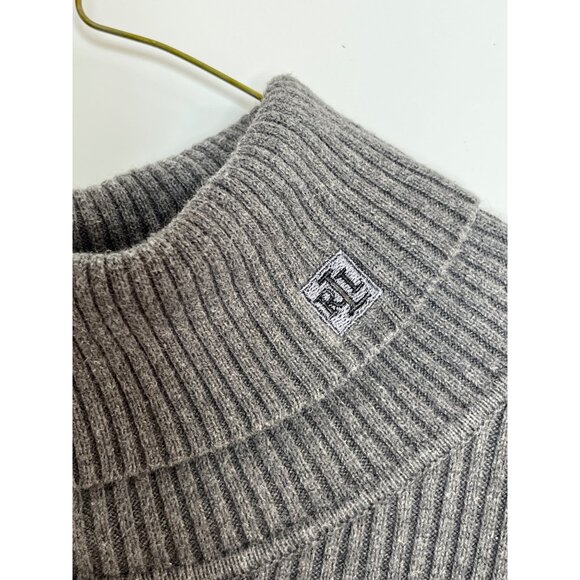 Lauren Ralph Lauren 100% Cotton Long Sleeve Ribbed Turtleneck Sweater Gray 3X - Picture 4 of 8